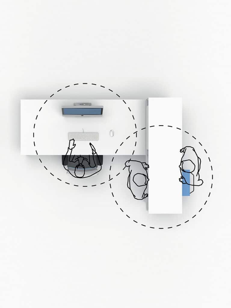 bild eines ergonomischer arbeitsplatz lento cosinus zum sitzen und stehen