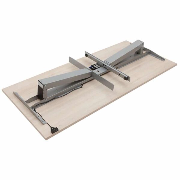 bild eines lento steh sitz schreibtisch elektrisch hoehenverstellbarer schreibtisch zusammengeklappt dank klappbarem gestell made in germany