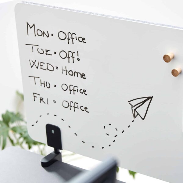 lento Schreibtischzubehör: Detail von Trennwand mit Whiteboard