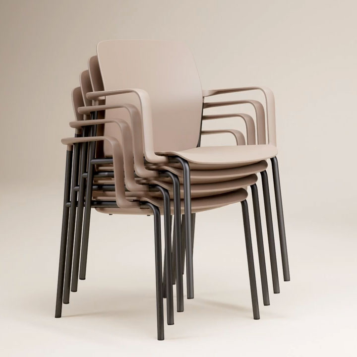 lento Vierfuss Stuhl light 2.0 mit Armlehnen ergonomischer Besucherstuhl - einfach Platz schaffen stapeln