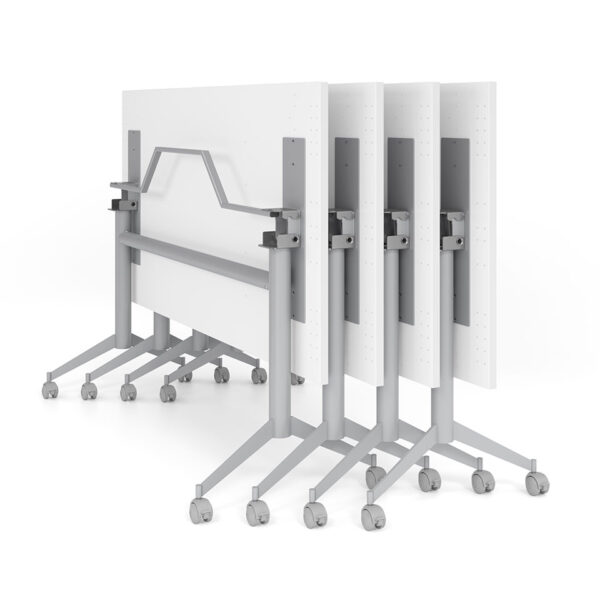 Klapptisch auf Rollen für Büros weiss / rollbar & gestaffelt